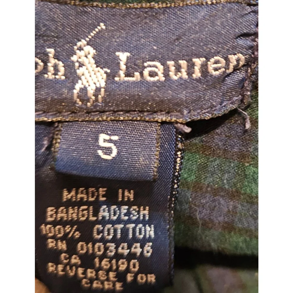 Boys Ralph Lauren Plaid Button-Down Shirt Size 5 Blue Green